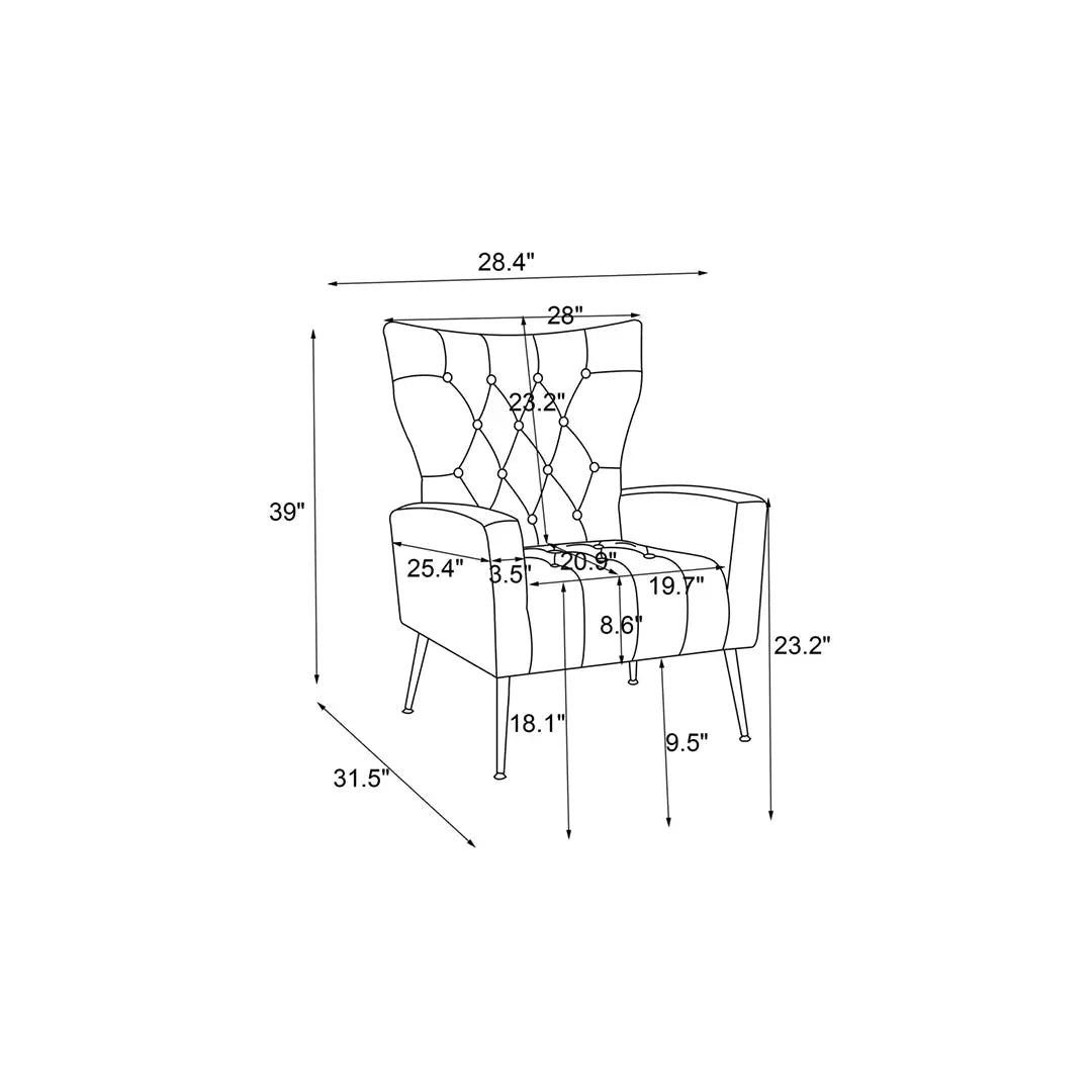 Danney Accent Chair with Ottoman - Black