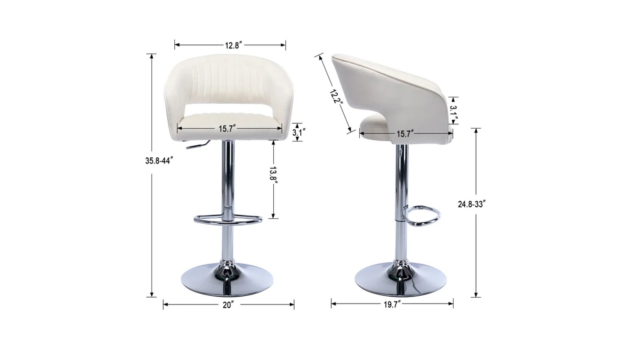 Dee Swiel Adjustable Bar Stool - White