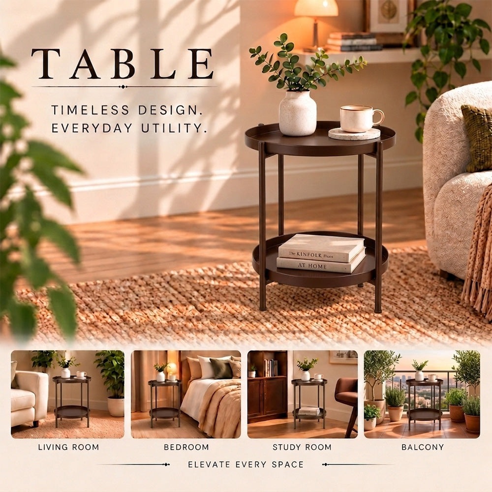 Modern Metal 2-Tier Round Side Table