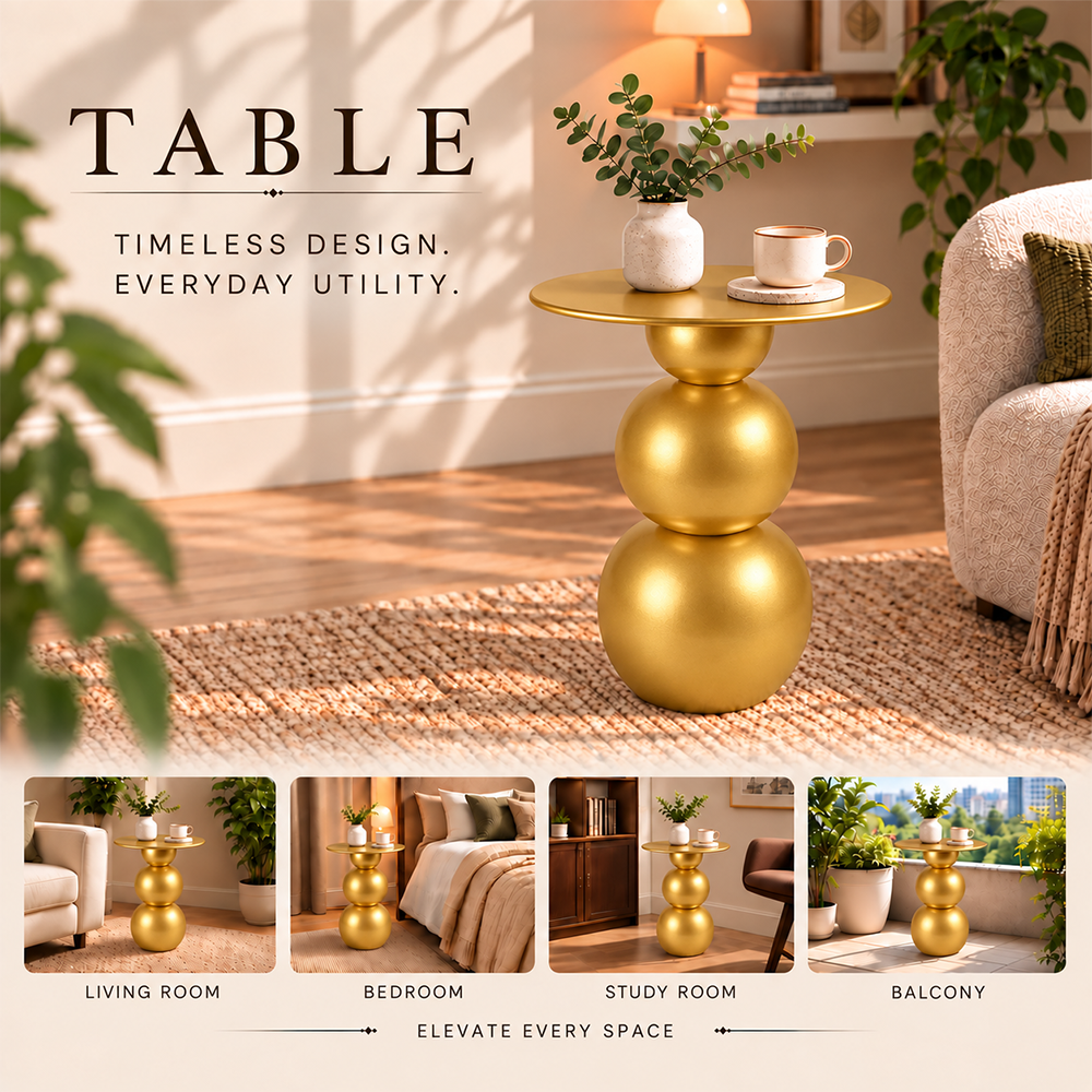 Modern Sculptural Side Table with Round Top