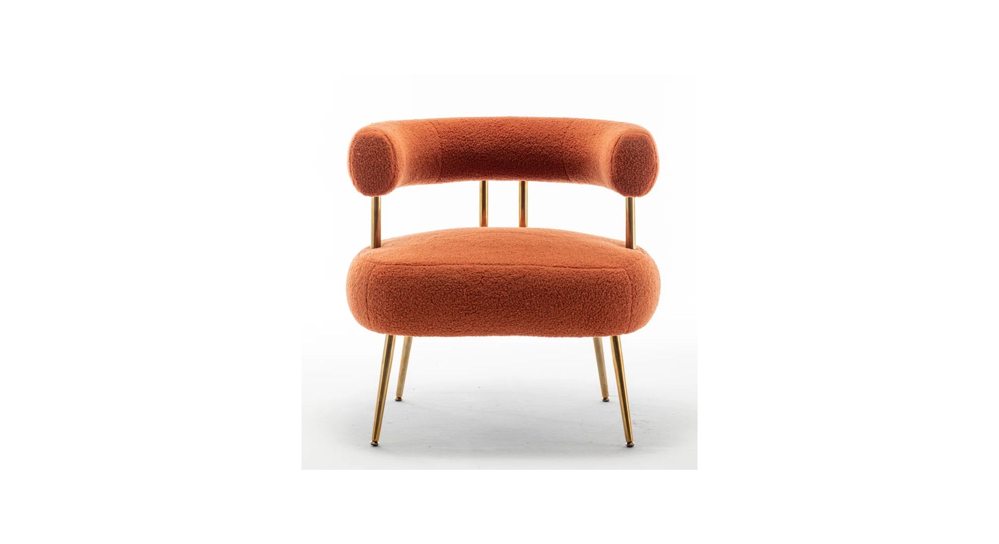Bonnita Accent Chair Orange | Curved Fabric Accent Chair Burnt Orange