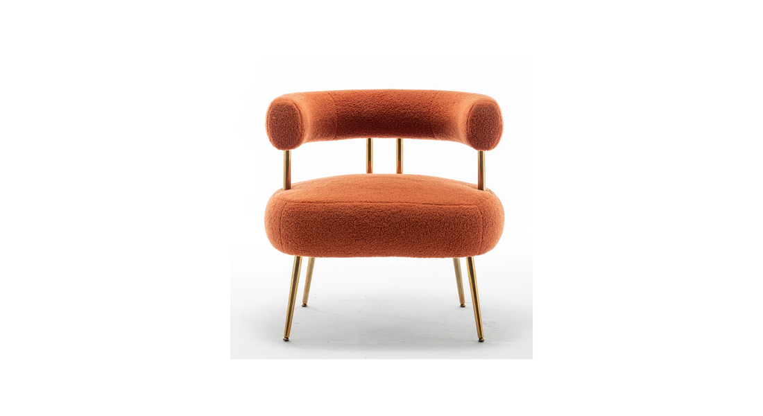 Bonnita Accent Chair Orange | Curved Fabric Accent Chair Burnt Orange