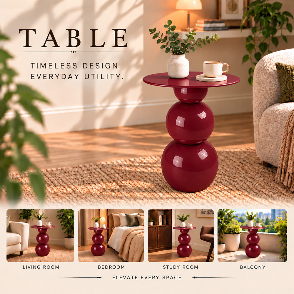 Modern Sculptural Side Table with Round Top