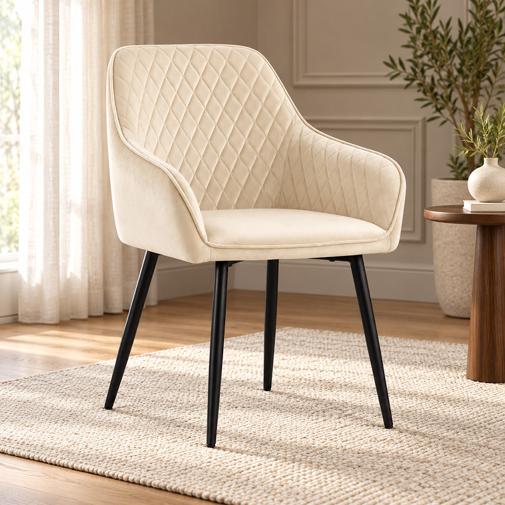 Seymour quilted velvet dining chair