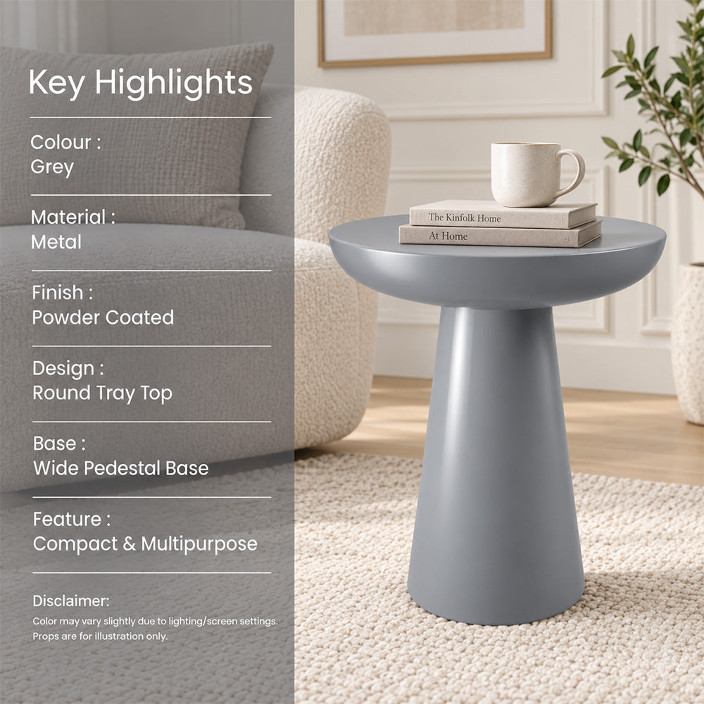 Modern Metal Round Pedestal Side Table