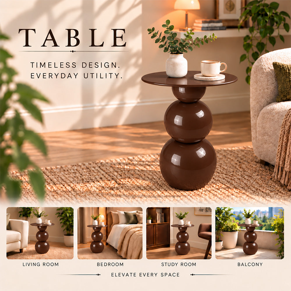 Modern Sculptural Side Table with Round Top