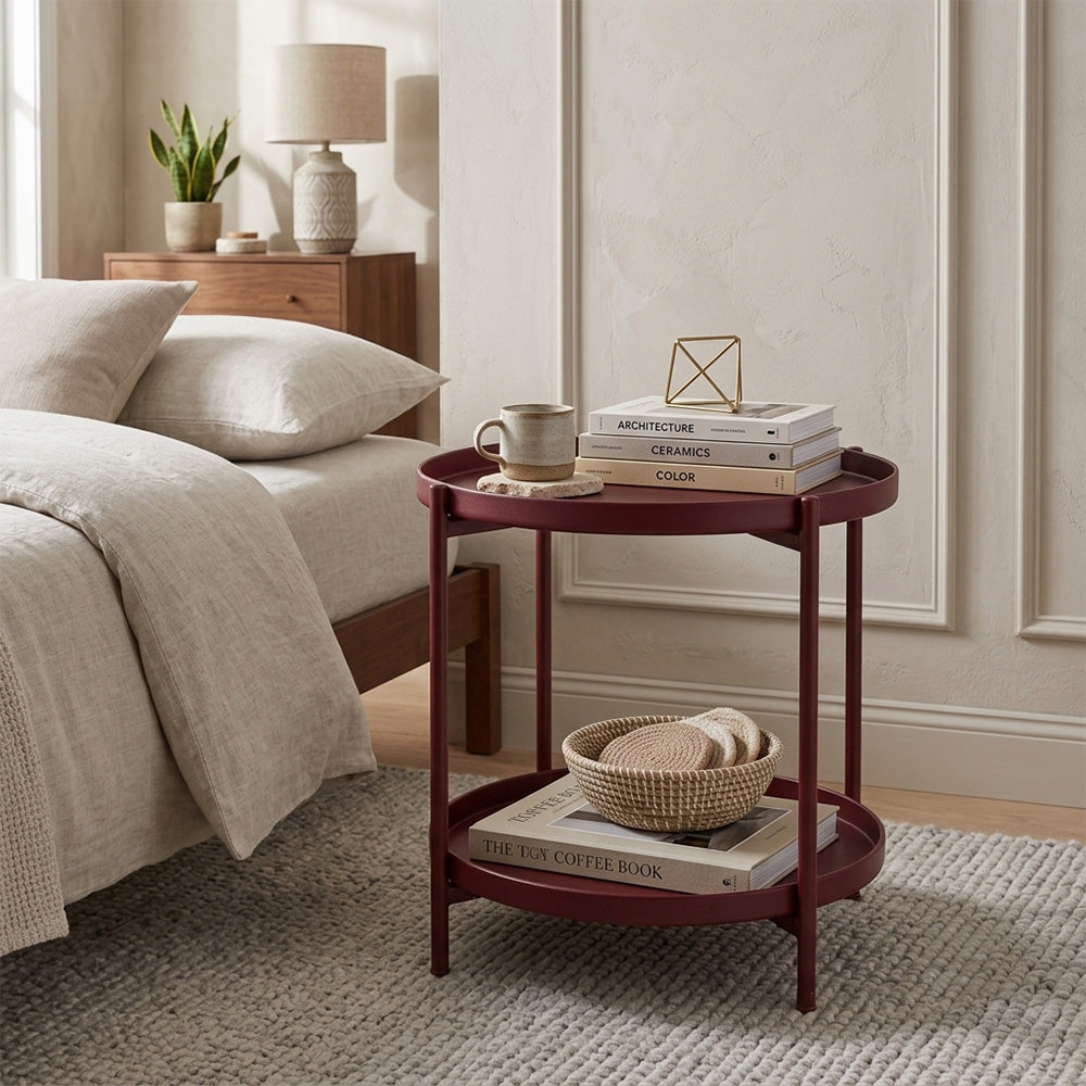 Modern Metal 2-Tier Round Side Table