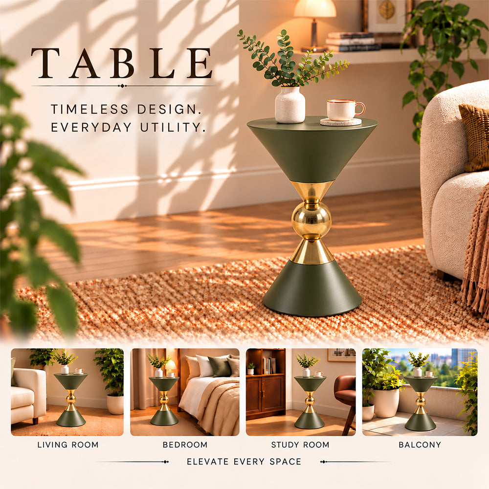 Modern Metal Hourglass Pedestal Side Table