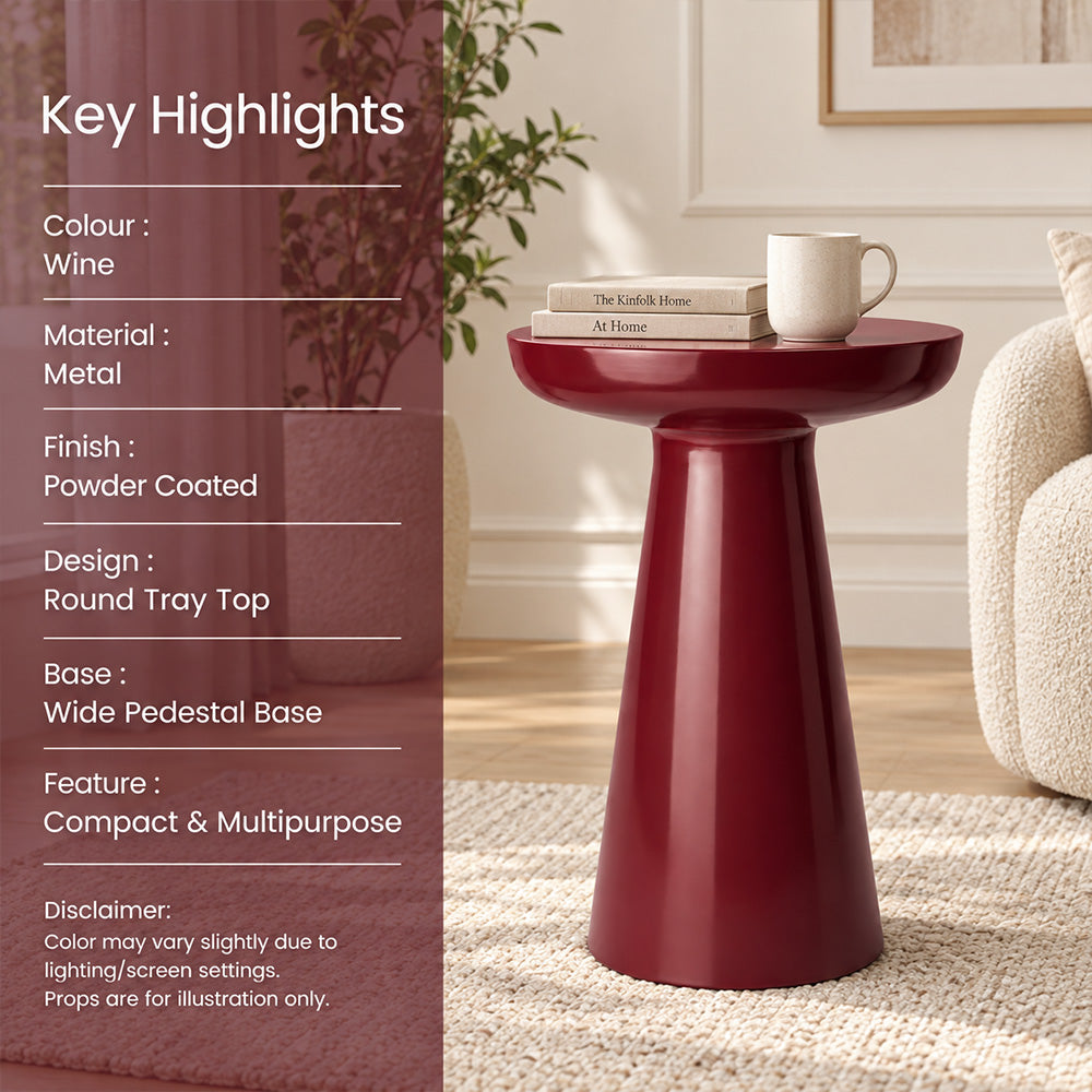 Modern Metal Round Pedestal Side Table
