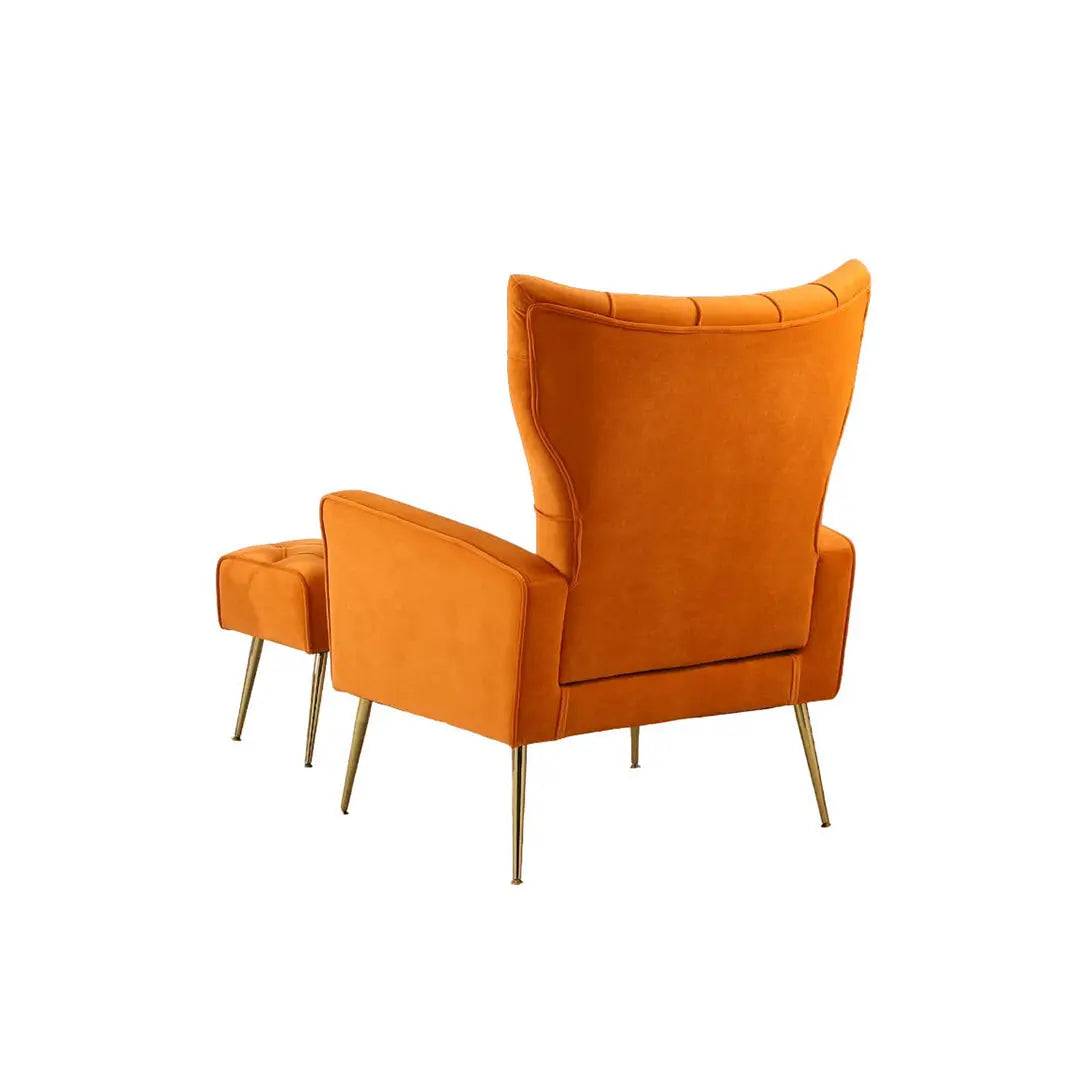 Danney Accent Chair with Ottoman - Orange