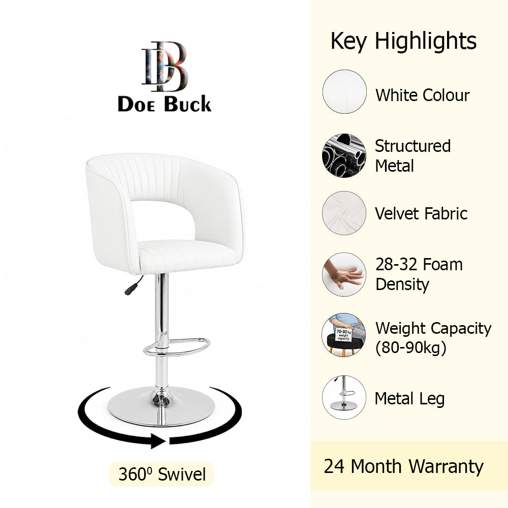 Doe Buck Dee Swiel Bar Stool|White