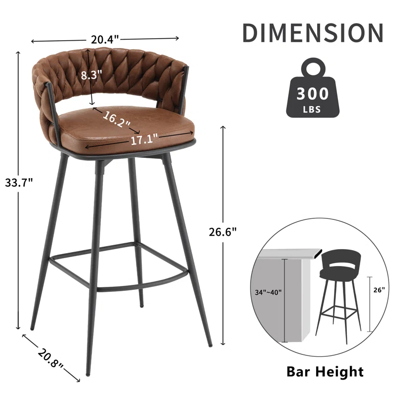 Presley Bar Stool - Brown