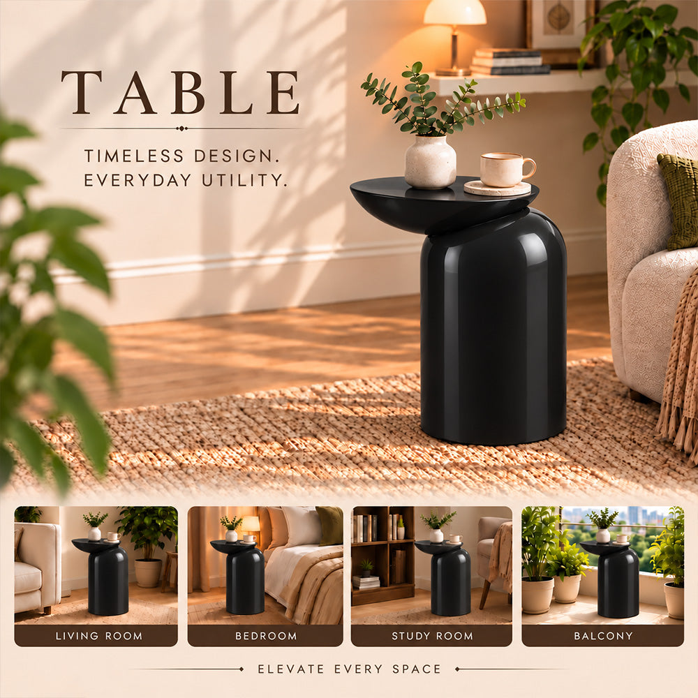 Modern Metal Sculptural Offset Bowl Side Table