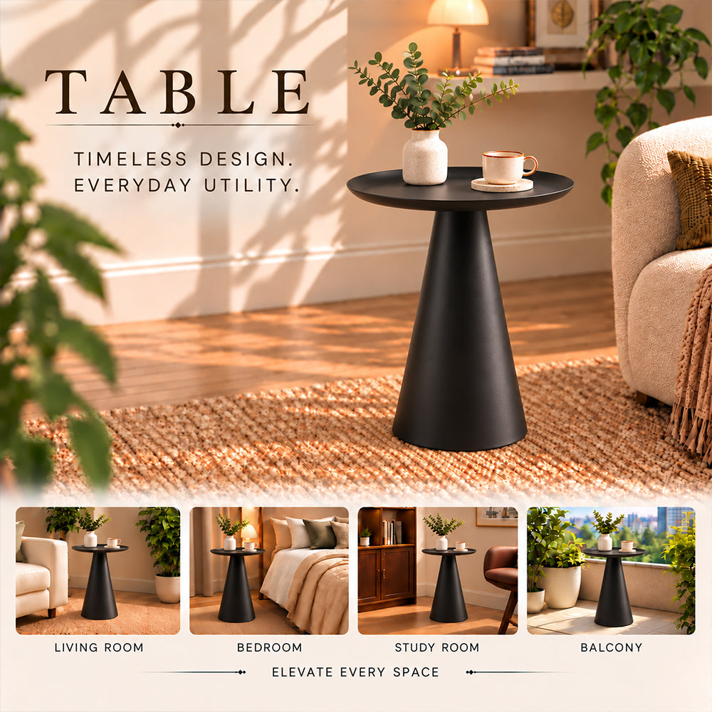 Modern Metal Tray-Top Pedestal Side Table