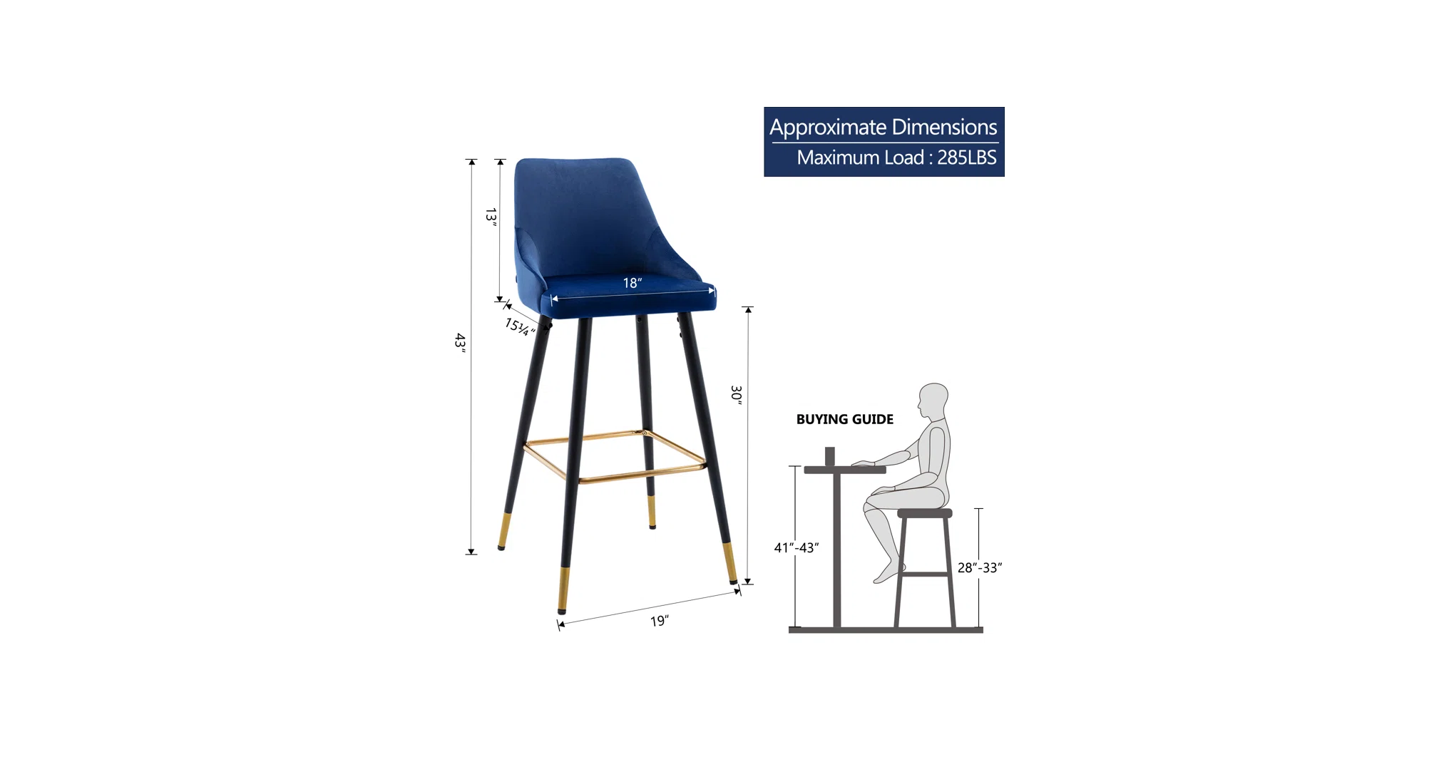 Davan Bar Stool - Blue