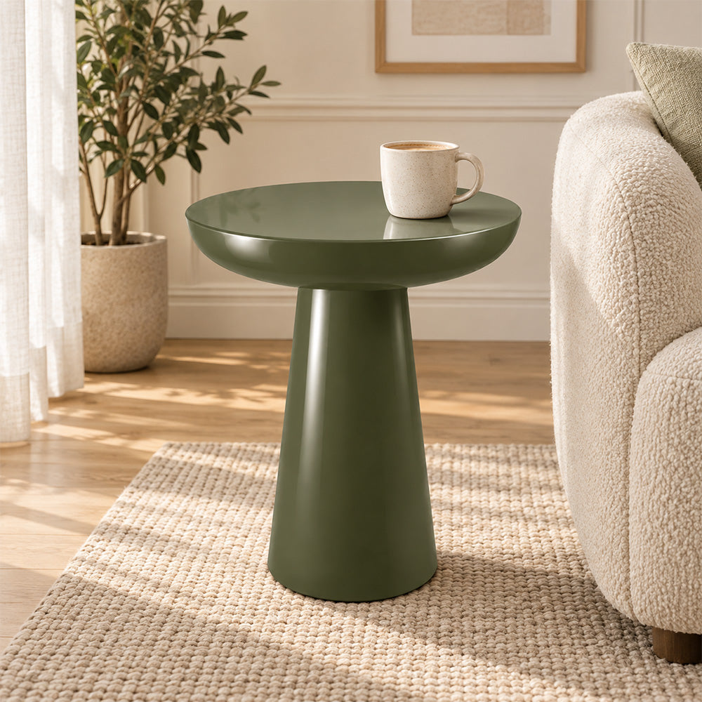Modern Metal Round Pedestal Side Table