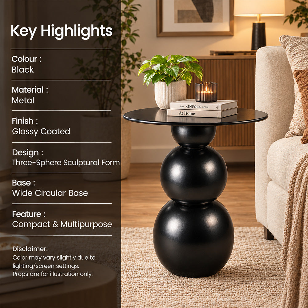 Modern Sculptural Side Table with Round Top