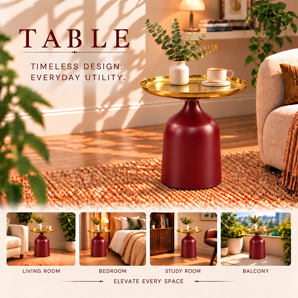 Midnight Gold Metal Round Pedestal Side Table