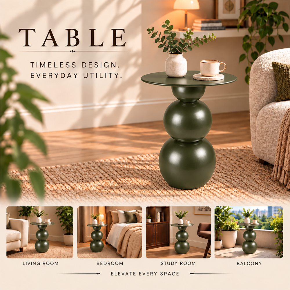 Modern Sculptural Side Table with Round Top
