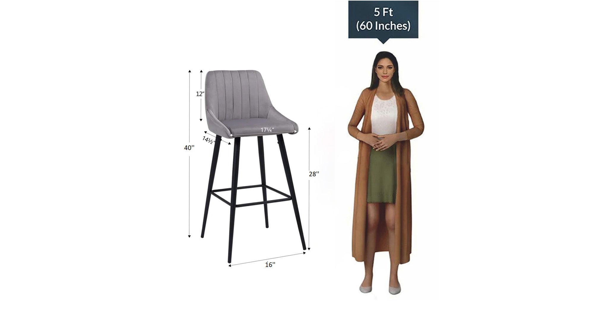 Daulton Counter Stool - Grey