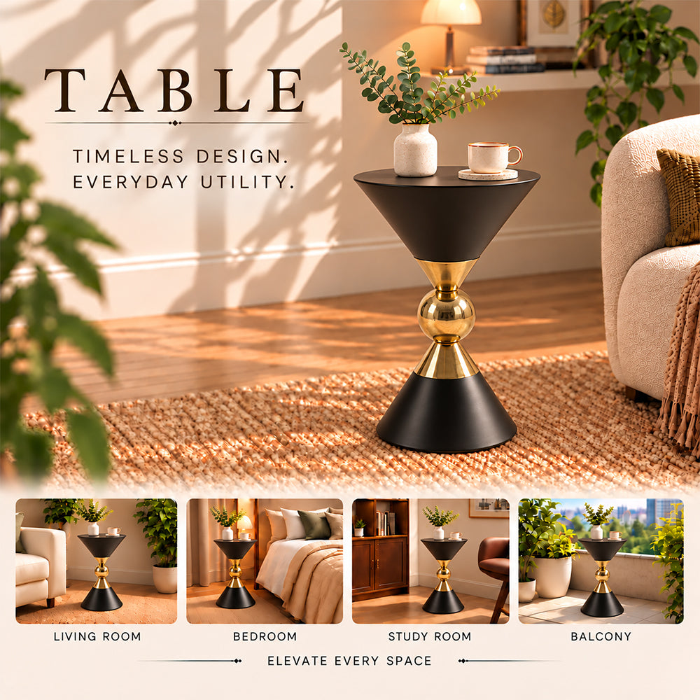 Modern Metal Hourglass Pedestal Side Table