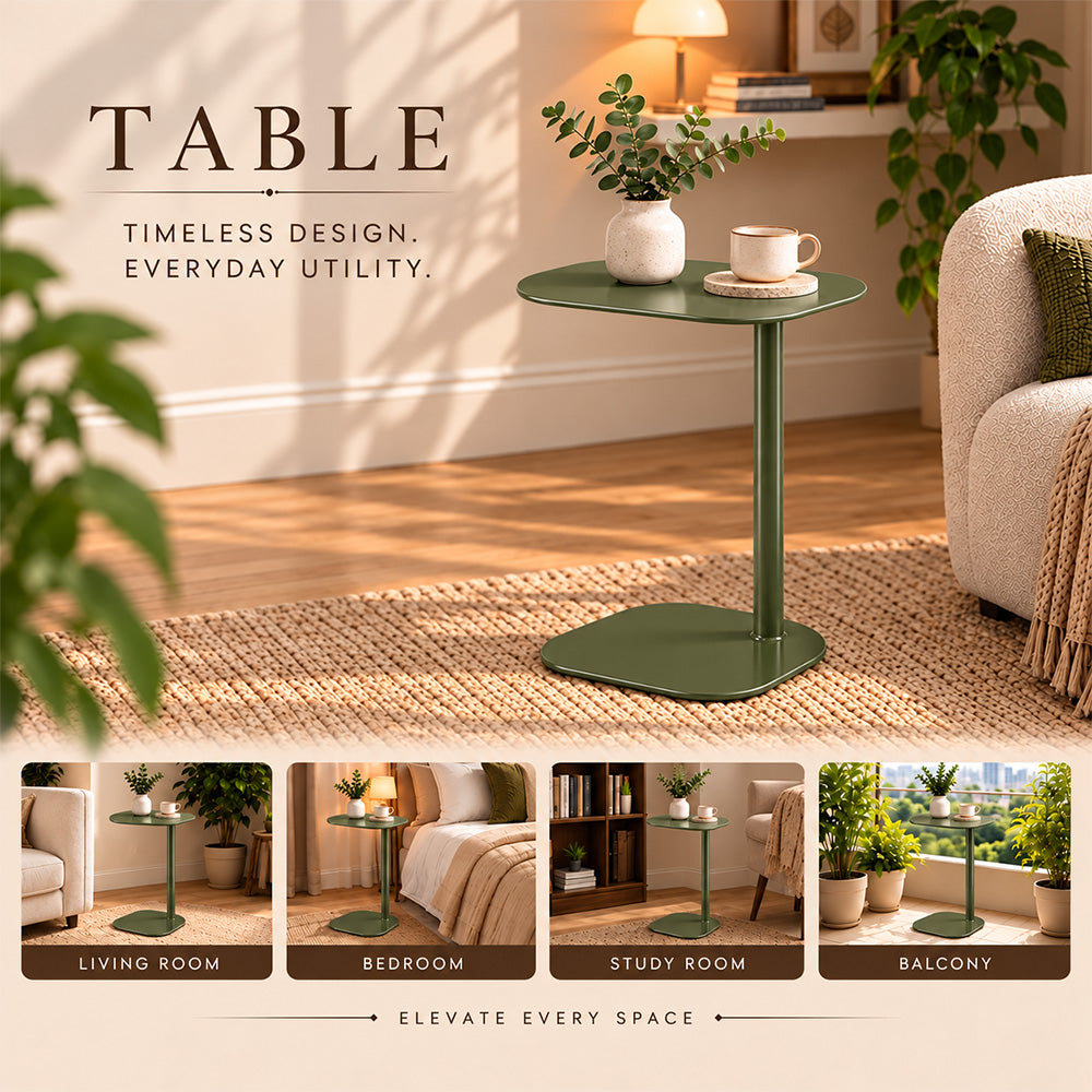 Modern Metal C-Shaped Side Table with Square Top