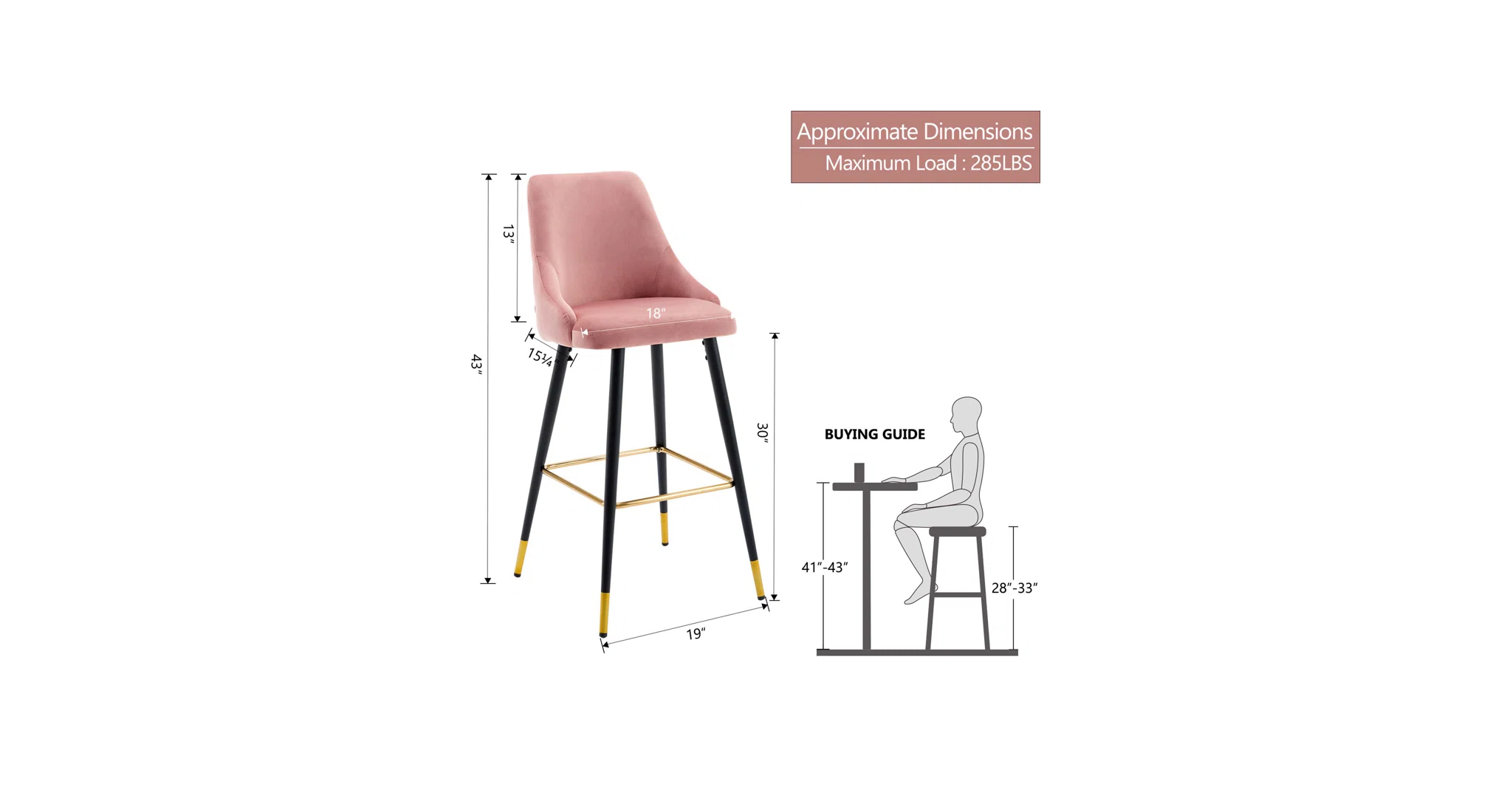 Davan Bar Stool - Pink