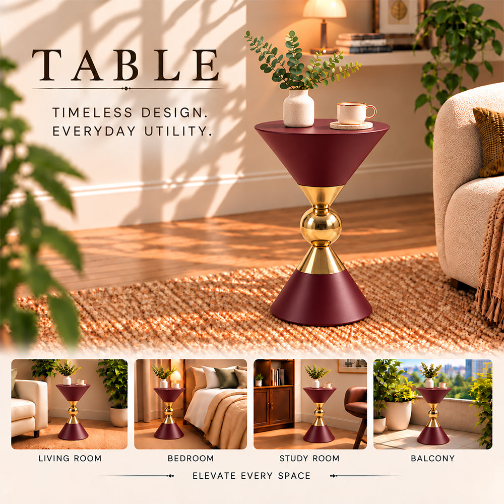 Modern Metal Hourglass Pedestal Side Table