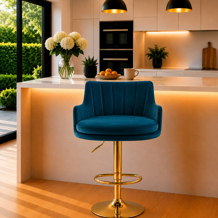 Doe Buck Oliver Barstool|Teal Blue