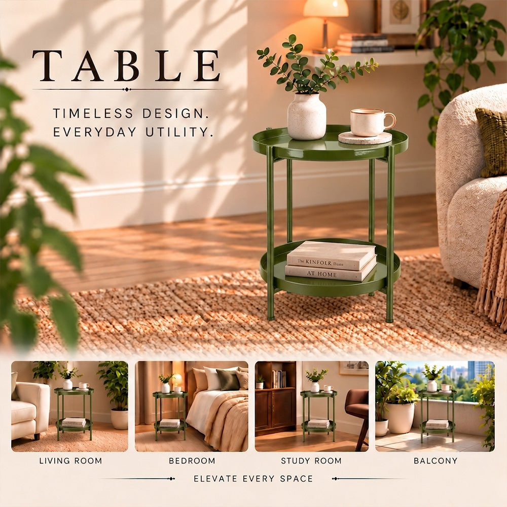Modern Metal 2-Tier Round Side Table
