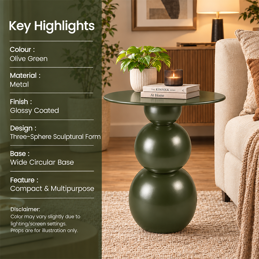 Modern Sculptural Side Table with Round Top