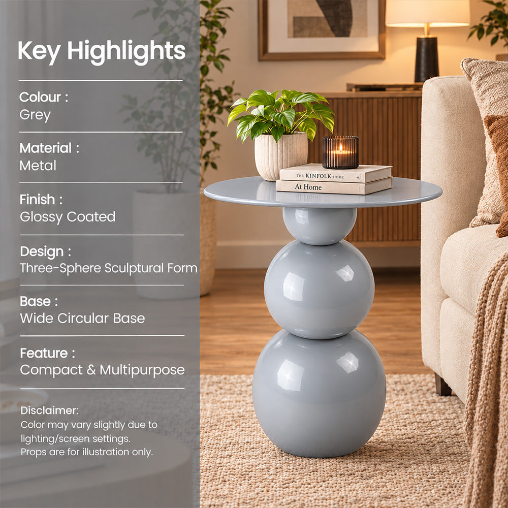 Modern Sculptural Side Table with Round Top