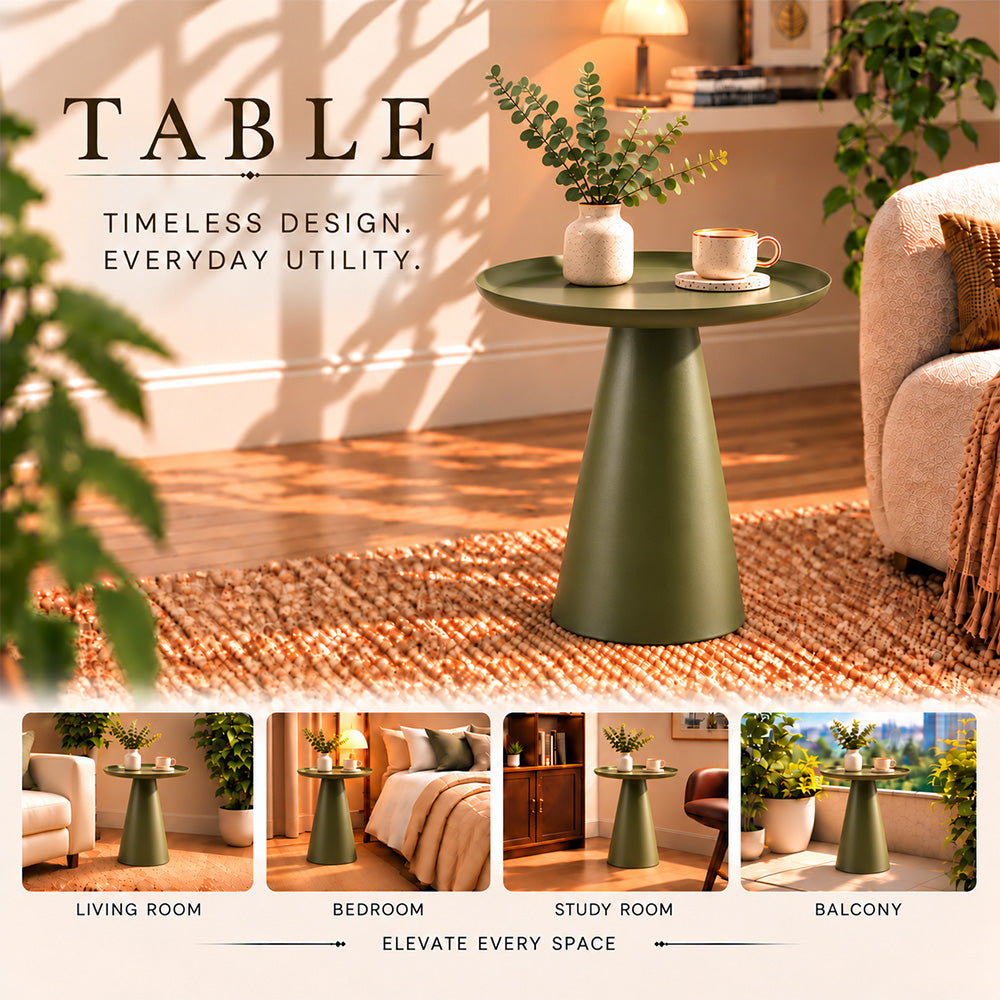 Modern Metal Tray-Top Pedestal Side Table