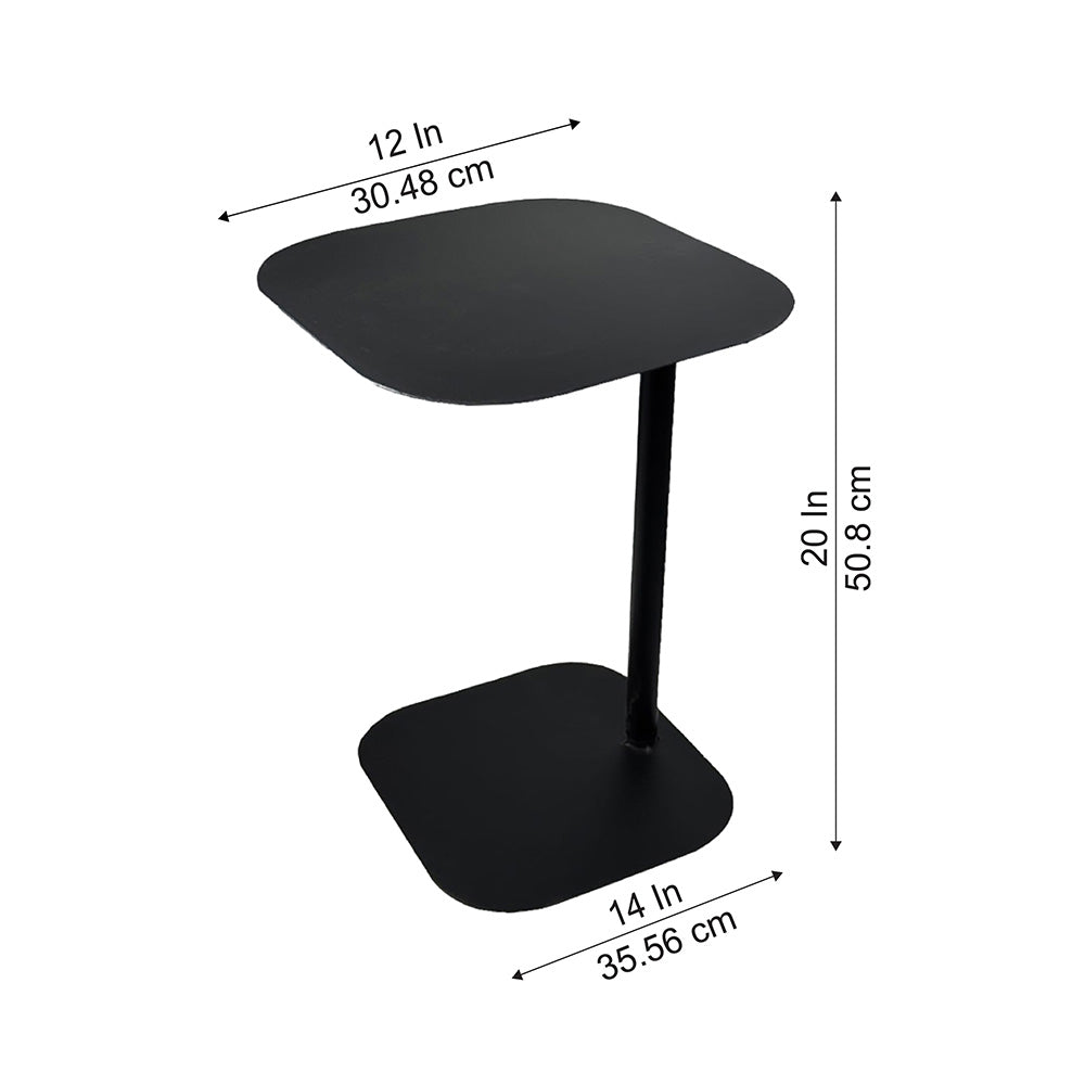 Modern Metal C-Shaped Side Table with Square Top