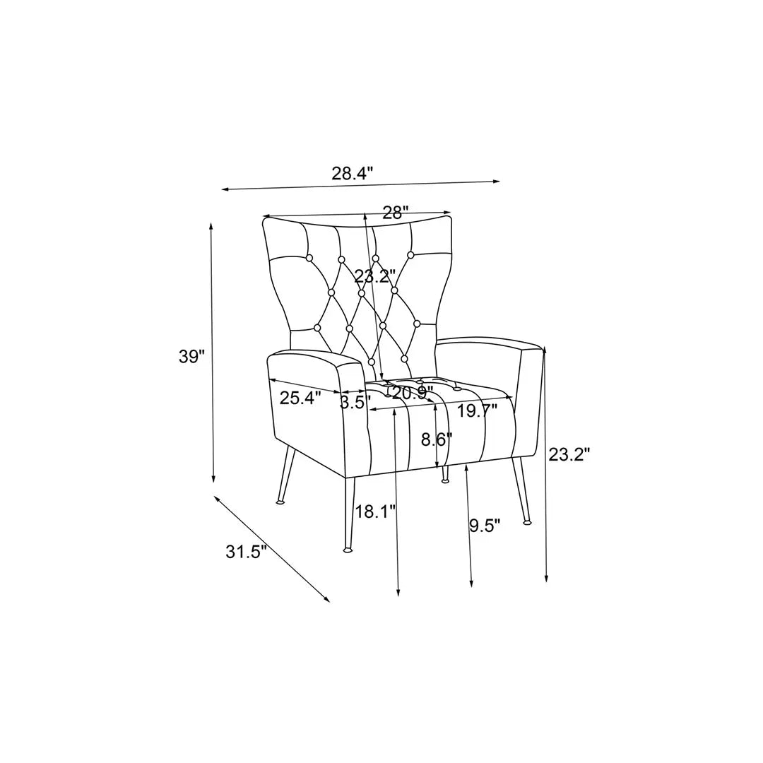 Danney Accent Chair with Ottoman - Orange