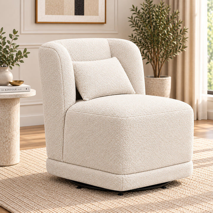 Schillar bouclé lounge chair in white