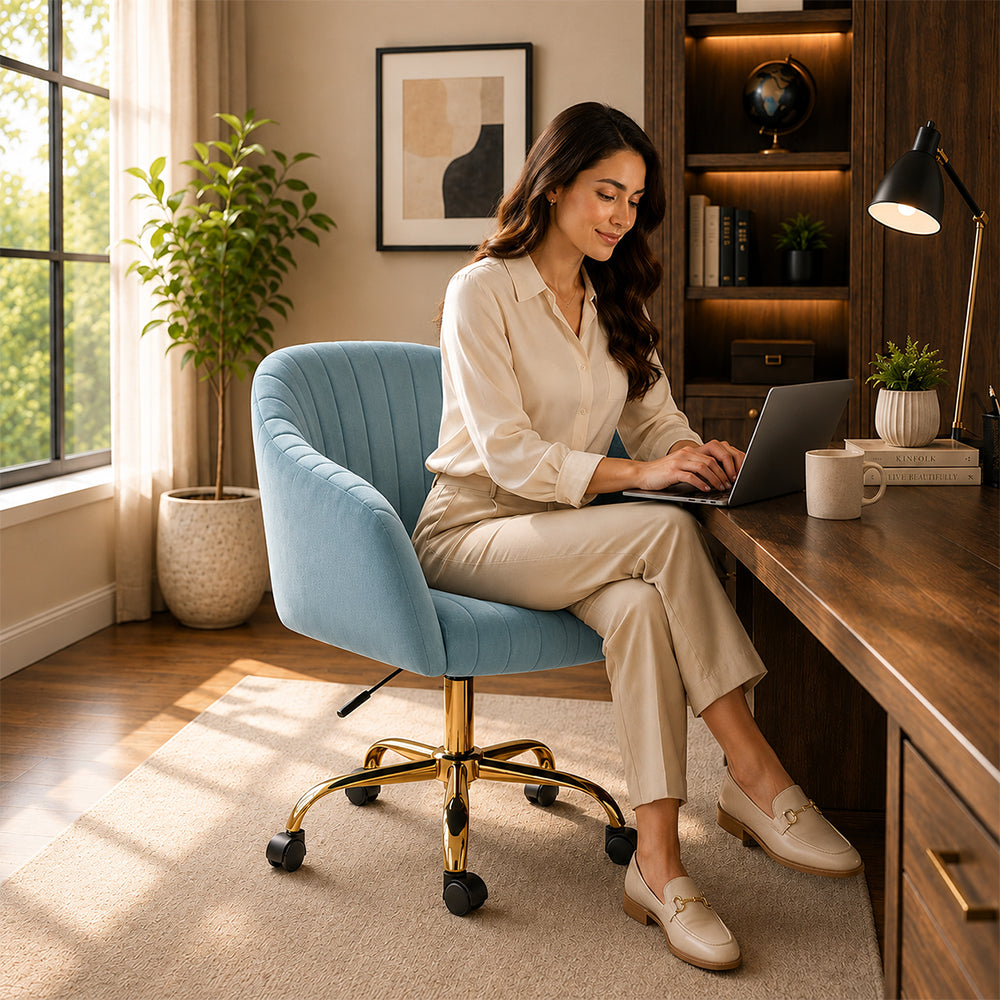 Louise Office Chair| Sky Blue