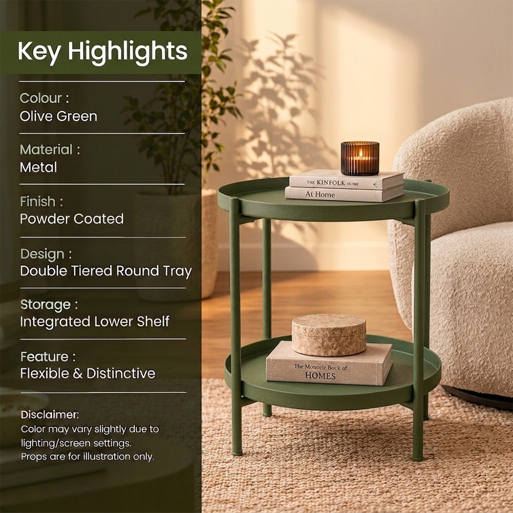 Modern Metal 2-Tier Round Side Table
