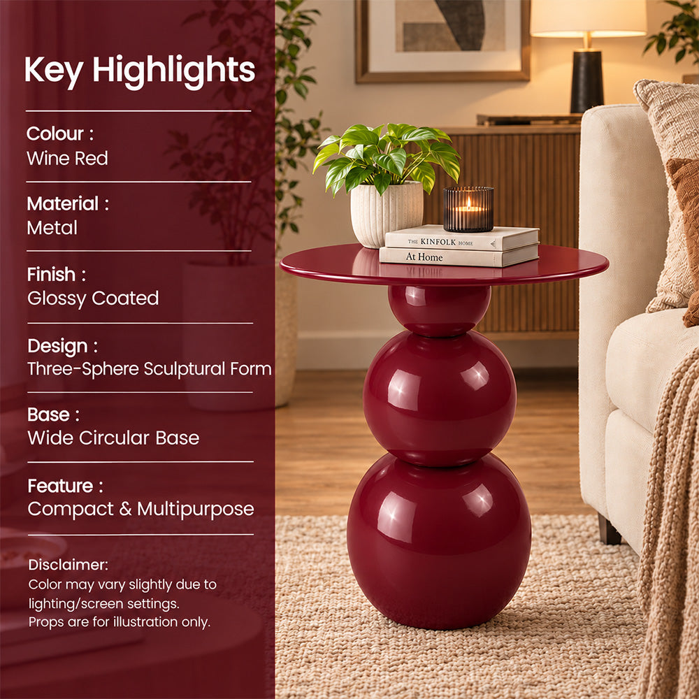 Modern Sculptural Side Table with Round Top