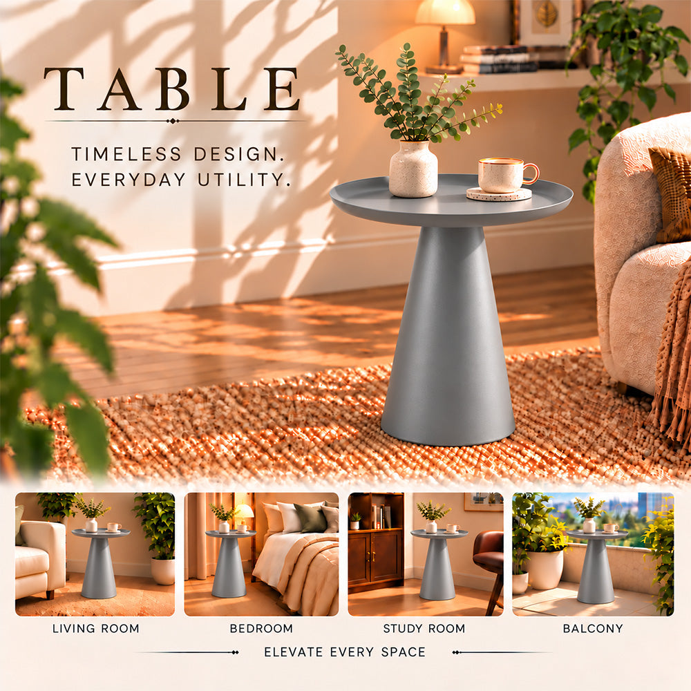 Modern Metal Tray-Top Pedestal Side Table