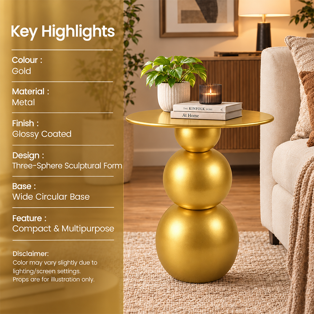 Modern Sculptural Side Table with Round Top