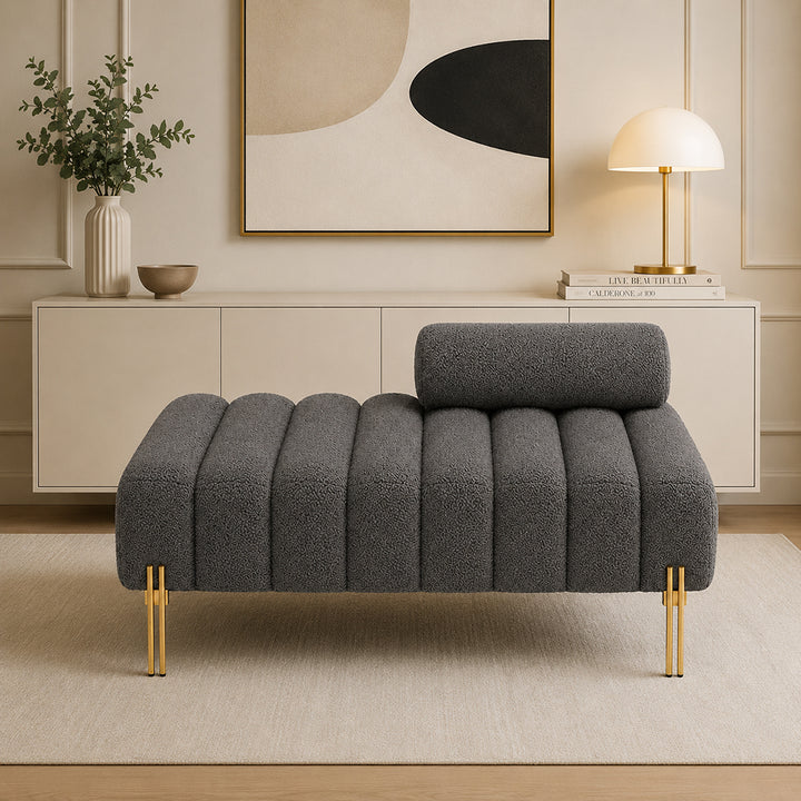 Doe Buck crest bench With Golden Legs|Grey