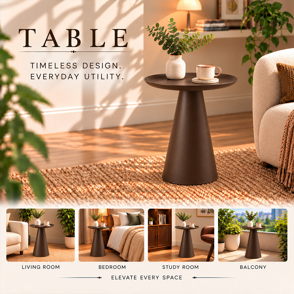 Modern Metal Tray-Top Pedestal Side Table