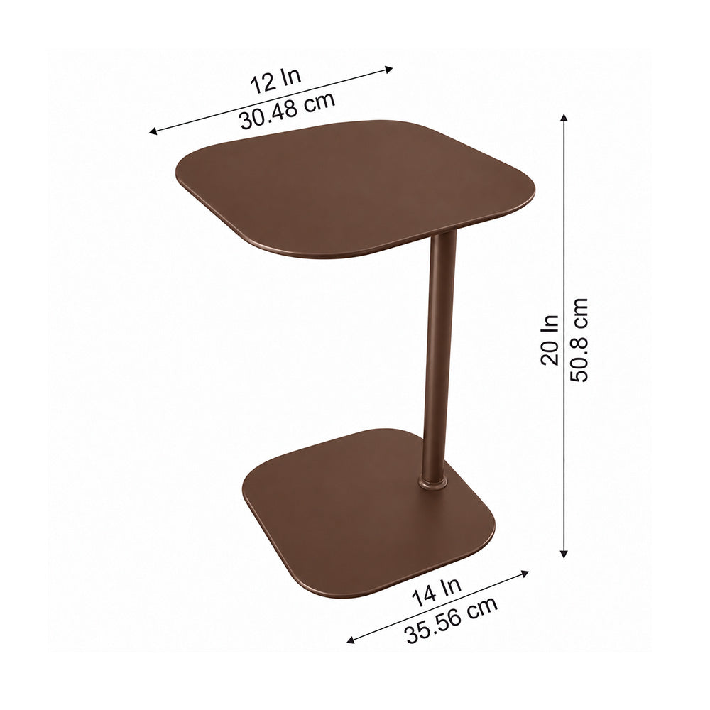 Modern Metal C-Shaped Side Table with Square Top