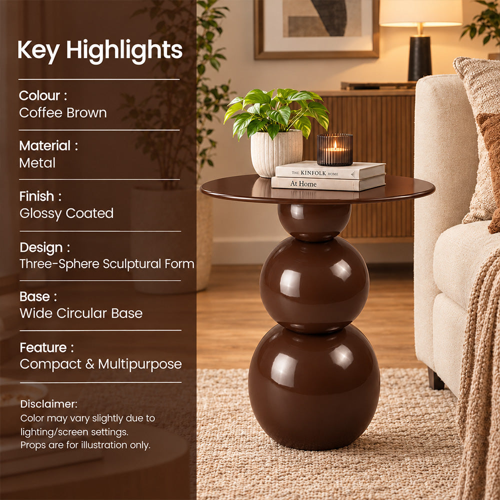 Modern Sculptural Side Table with Round Top