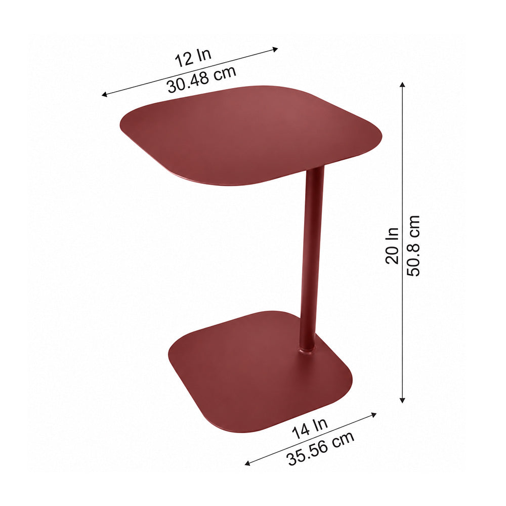 Modern Metal C-Shaped Side Table with Square Top