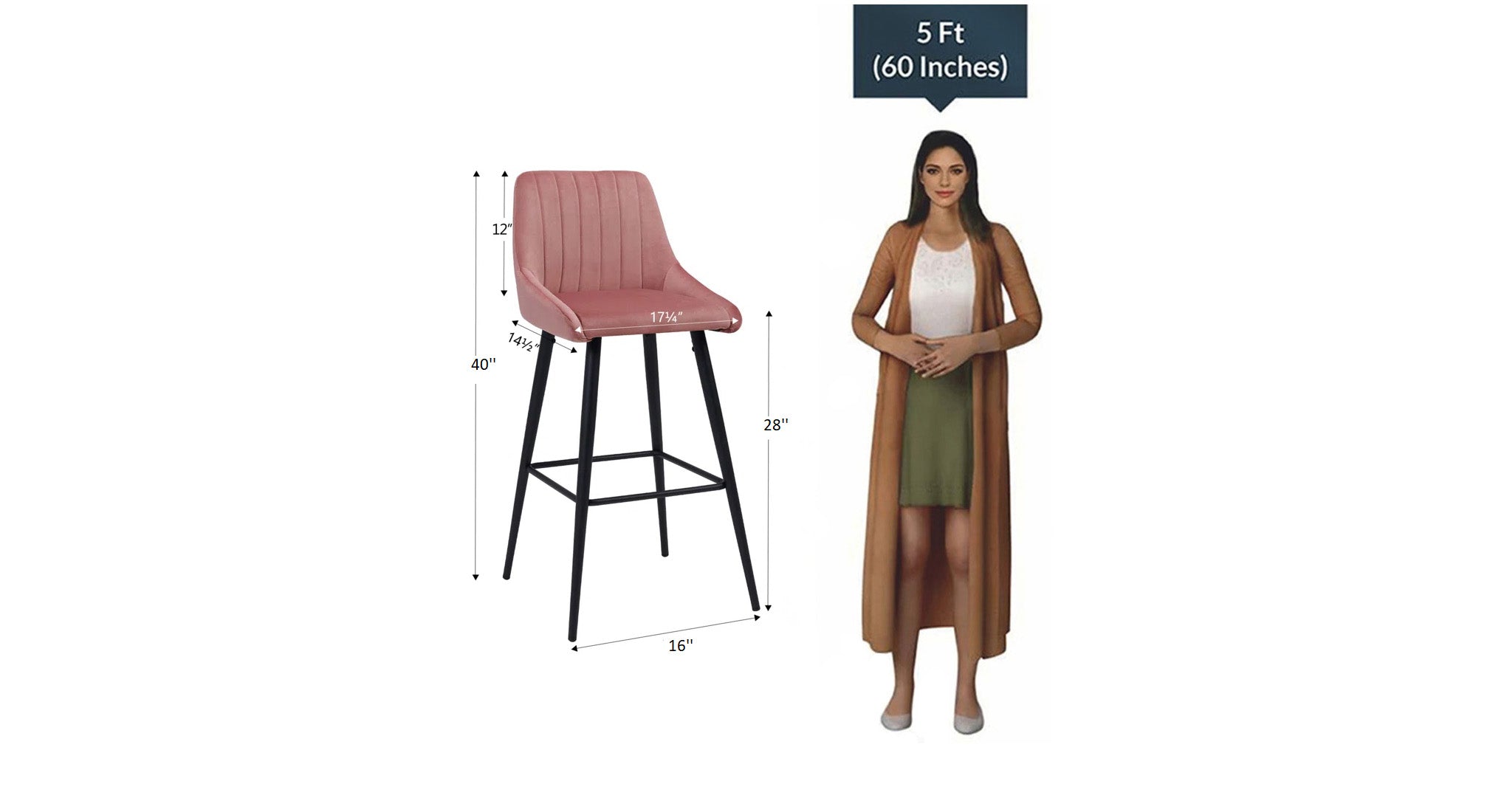 Daulton Counter Stool - Pink