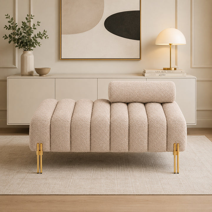 Doe Buck crest bench With Golden Legs|Beige