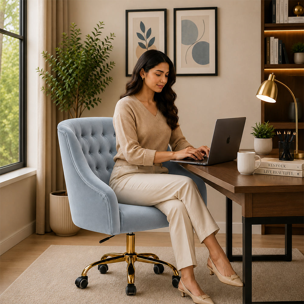 Clemence Office Chair |Sky Blue