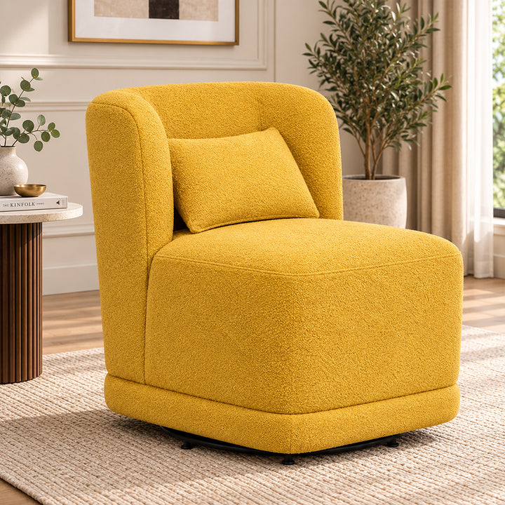 Schillar bouclé lounge chair in yellow